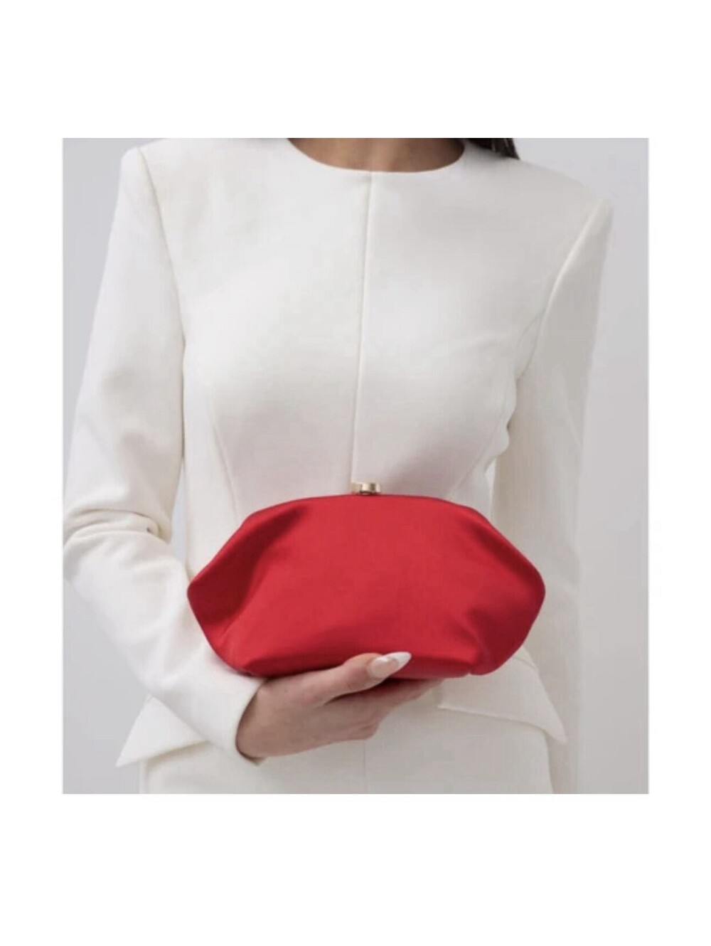 The KARINA Red Satin Clutch Olga Berg Revolve Bag Pouch $99